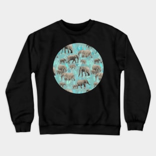 Sweet Elephants in Soft Teal Crewneck Sweatshirt